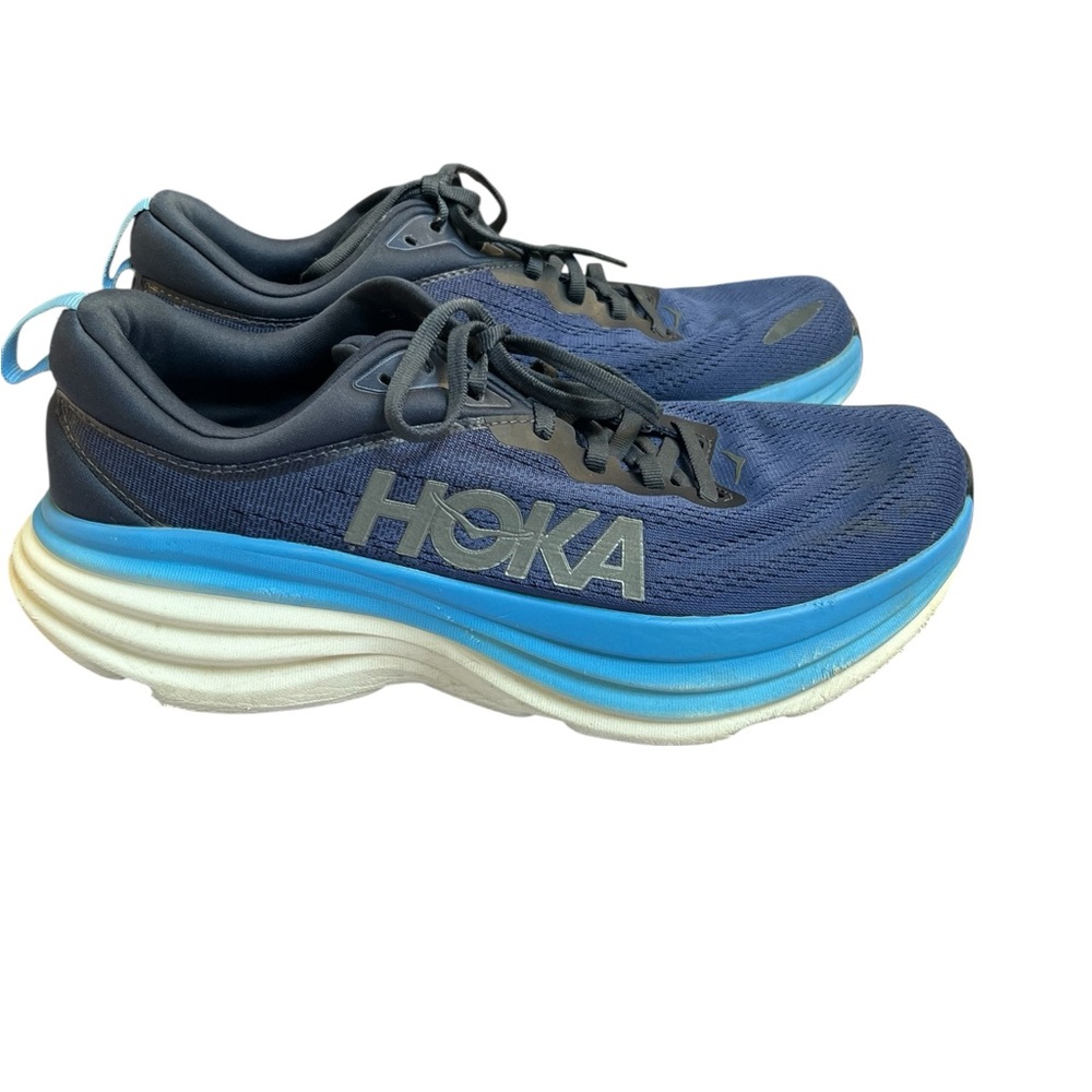 Hoka Bondi 8 Men's Navy and Sky Blue Athletic Shoes size 11 - Picture 3 of 11